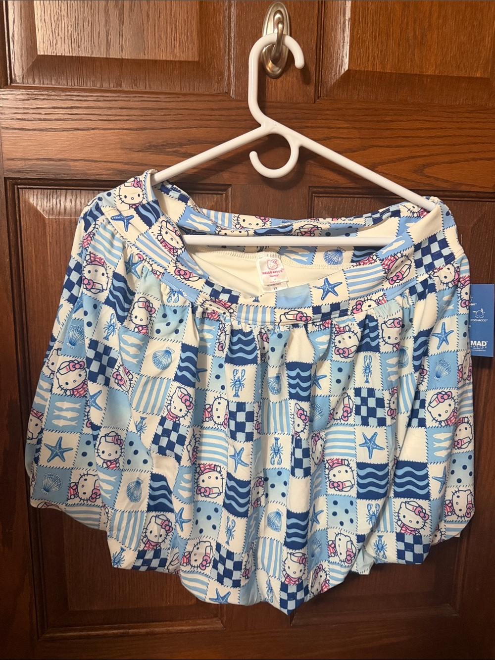 Sanrio Hello Kitty Blue and White Patterned Skort 2X